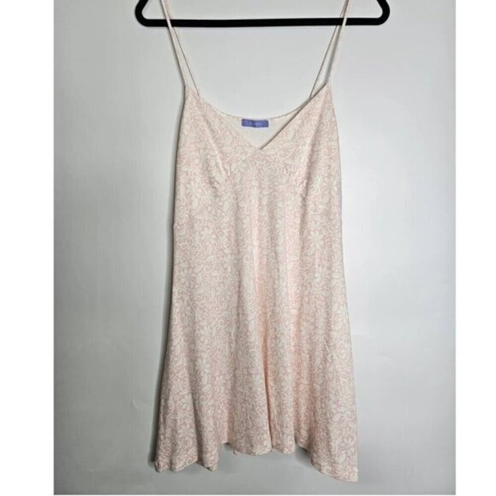 P.JAMAS Pima Cotton Short Gown White Pink Flowers Sleeveless Sz Large